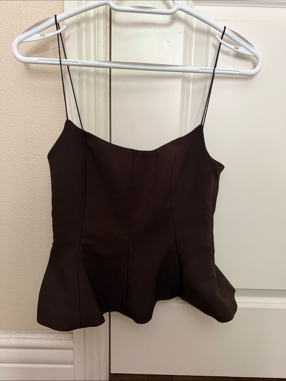 Zara Dark Brown Peplum Cami Tank Top